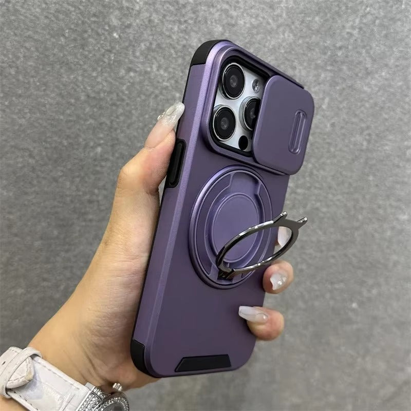 Robust Apple iPhone Case, MagSafe Compatible, Camera Lens and Screen Protection, Ultra Thin, Shockproof, Magnetic, Full All Around Protection, Slide Ring Armor Cover