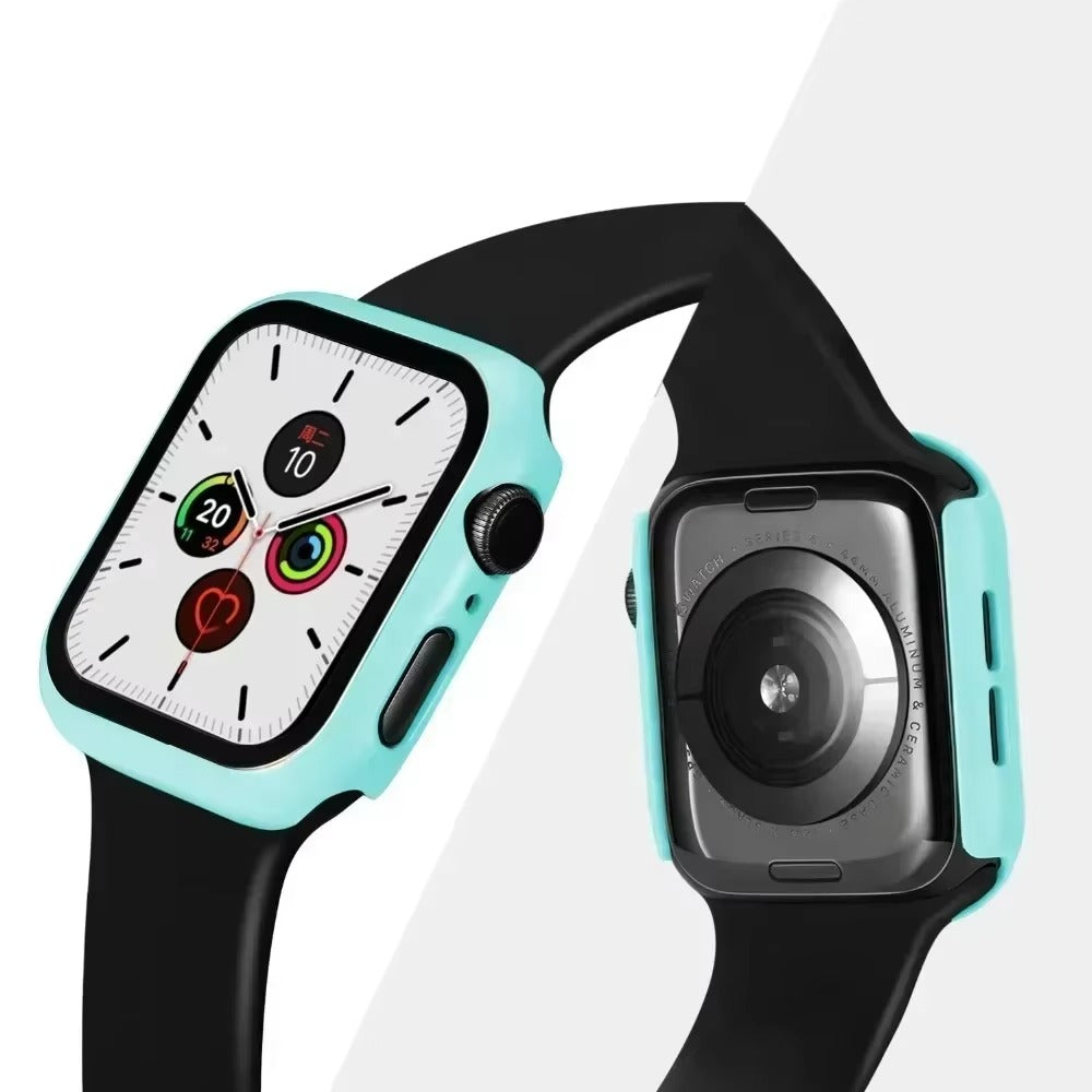 Tempered Glass Screen Protector Case – Full Cover Shockproof Bumper with Ultra-Clear Touch Glass, Compatible with 38mm to 45mm Smartwatches