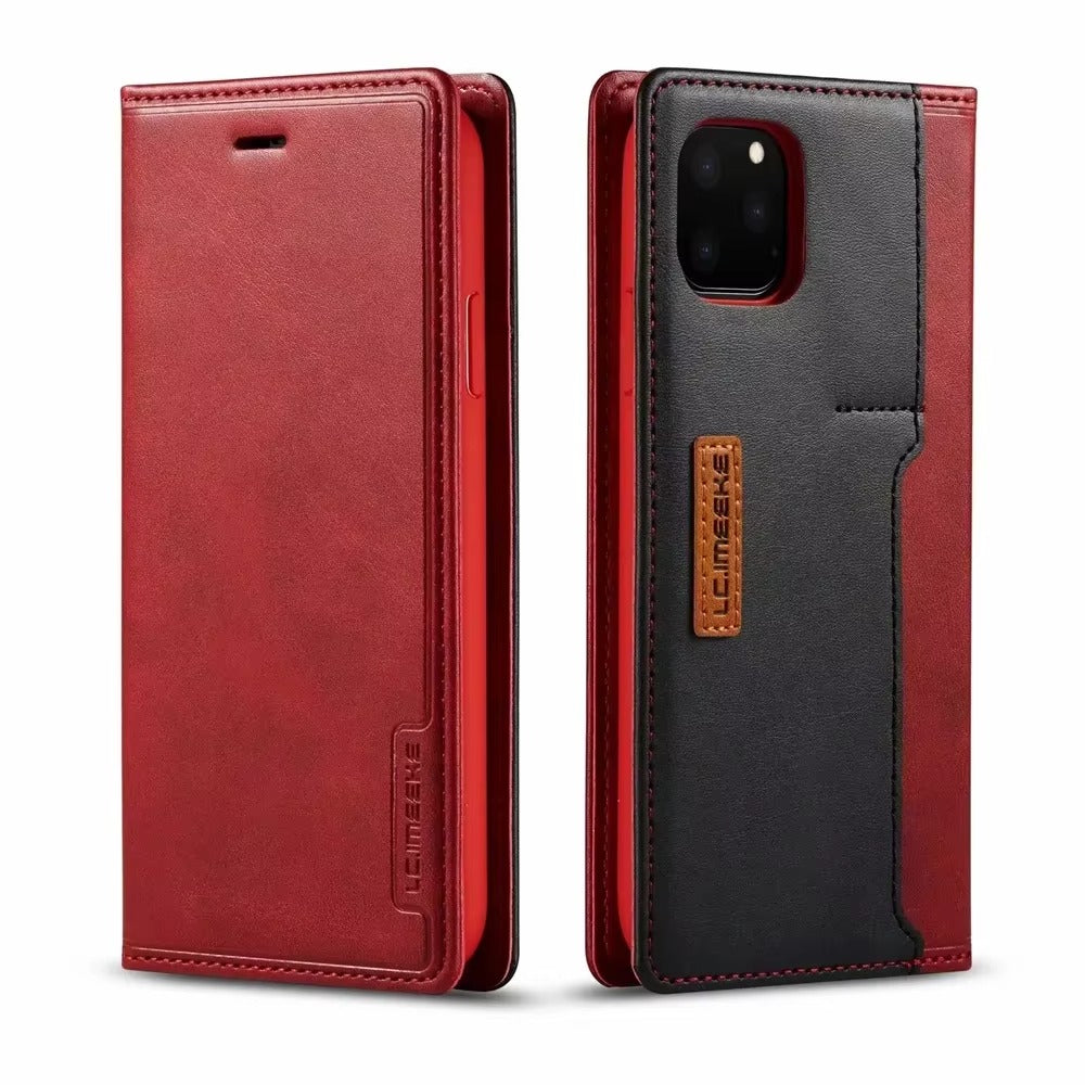 Premium Leather Flip iPhone Case, MagSafe Compatible, Ultra Thin Magnetic Shockproof Cover with Camera and Screen Protection