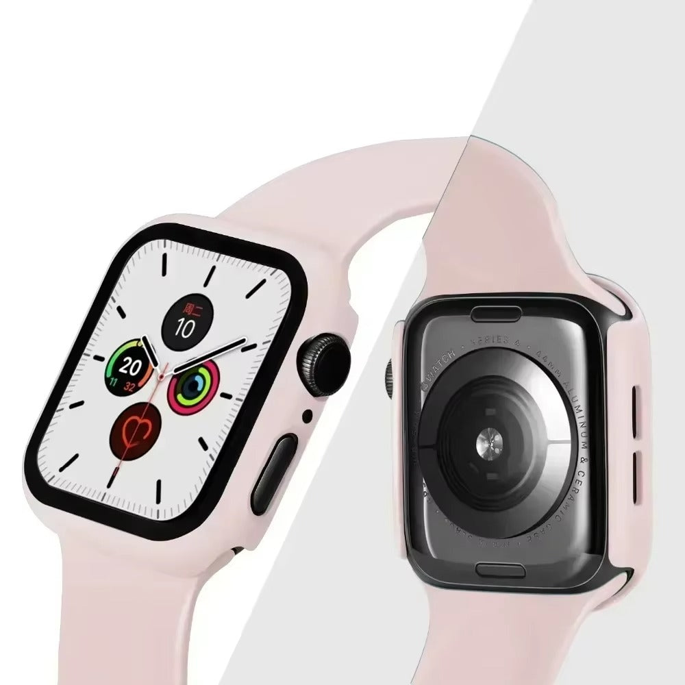 Tempered Glass Screen Protector Case – Full Cover Shockproof Bumper with Ultra-Clear Touch Glass, Compatible with 38mm to 45mm Smartwatches