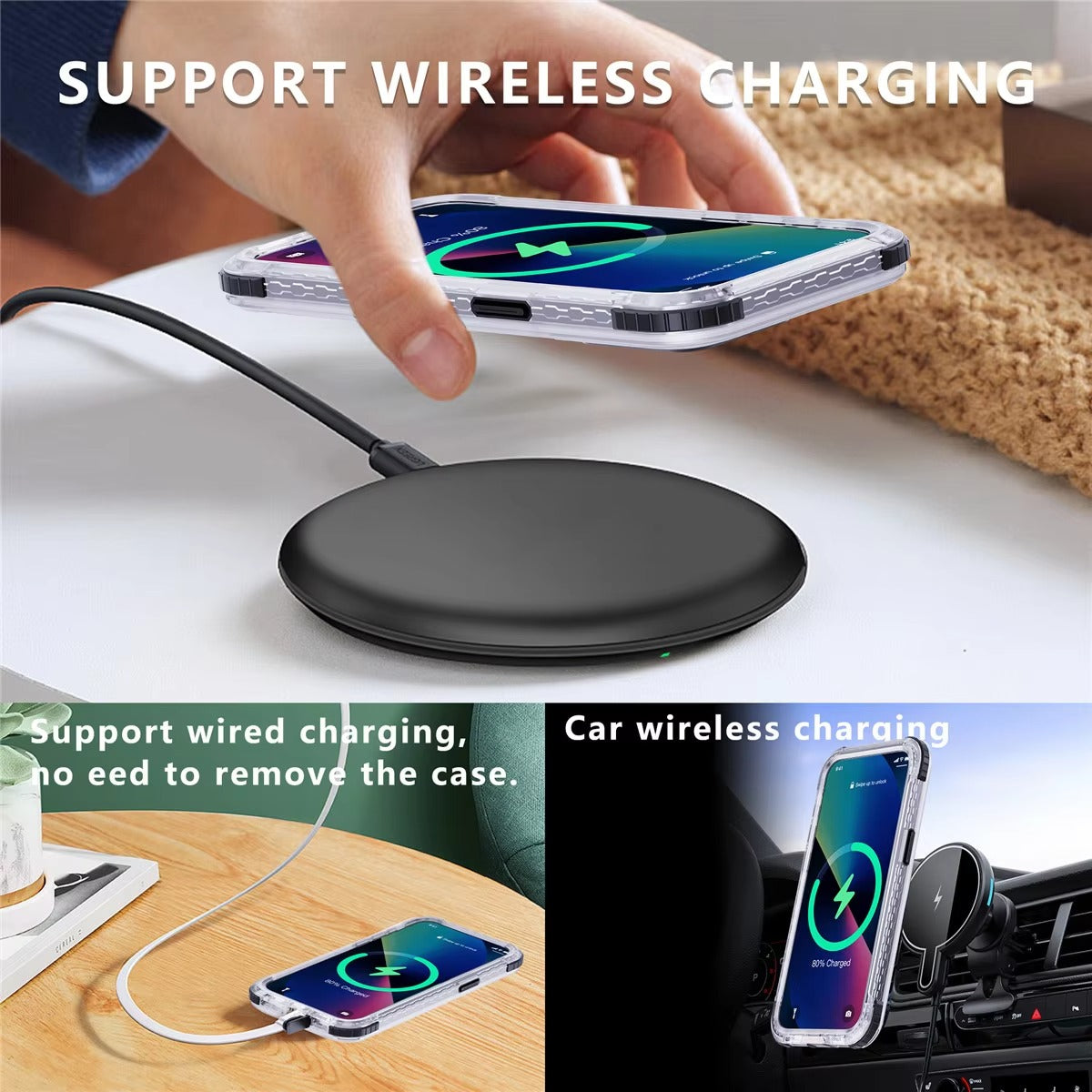 Luxury Apple iPhone Case MagSafe Compatible, Camera Lens & Screen Protection, Ultra Thin Shockproof Magnetic Full All Around Protection Cover with IP68 Waterproof Matte Finish