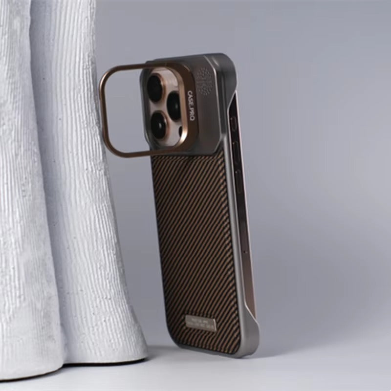 Luxury Apple iPhone Case, MagSafe Compatible, Camera Lens & Screen Protection, Ultra Thin, Shockproof, Magnetic Full All Around Cover – Frameless Carbon Fiber Pattern Slim Case with Lens Holder & Wireless Charging Support