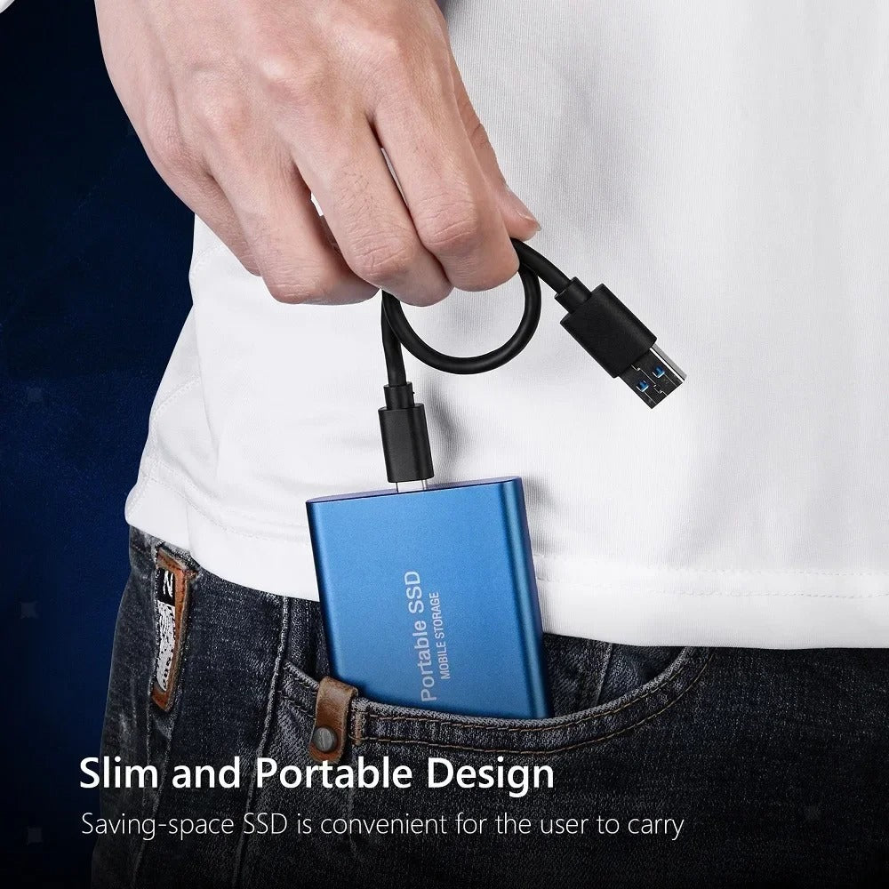 High-Speed External SSD 1TB 2TB – Portable USB 3.1 Solid State Drive, Ultra Slim, Shockproof, Waterproof, Type-C & USB Compatible for Mac/Windows PCs