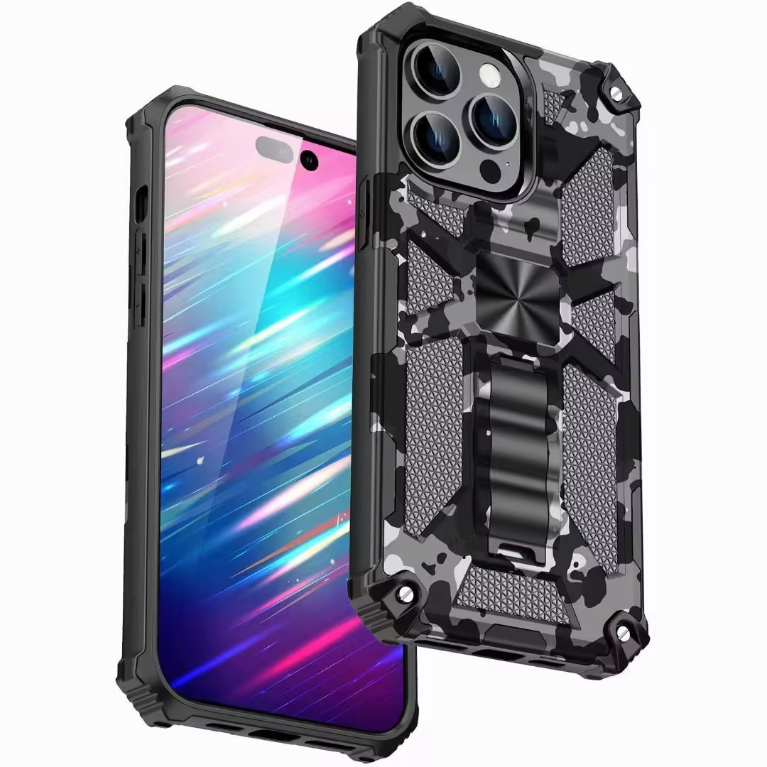 Robust Apple iPhone Case, MagSafe Compatible, Camera Lens Protection, Screen Protection, Ultra Thin, Shockproof Hybrid Armor Cover with Kickstand Grip
