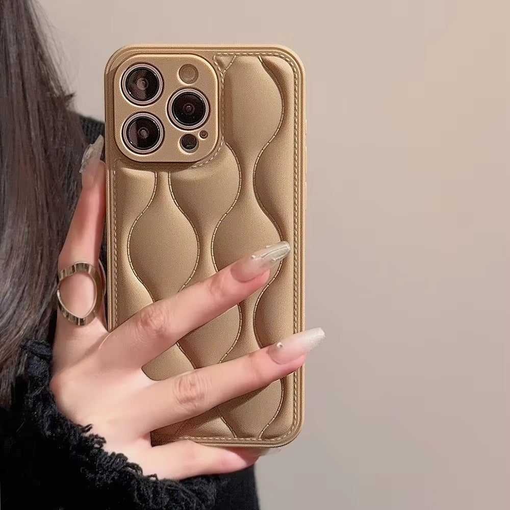 Luxury 3D Texture Apple iPhone Case, MagSafe Compatible, Ultra Thin Magnetic with Solid Color Silicone Bumper and Wavy Design
