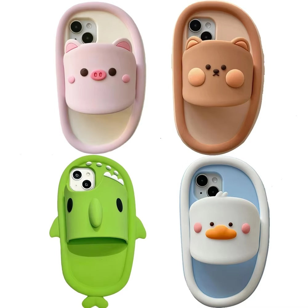 Premium Apple iPhone Case, MagSafe Compatible, Camera Lens and Screen Protection, Ultra Thin, Shockproof, Magnetic, Full All Around Protection, 3D Slippers Animal Cover
