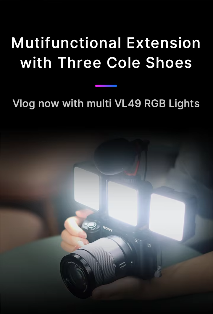 Premium, RGB LED Fill Light – Rechargeable 2000mAh Video Lamp with Cold Shoe, Compact Lighting Kit for Apple iPhone, Camera, 