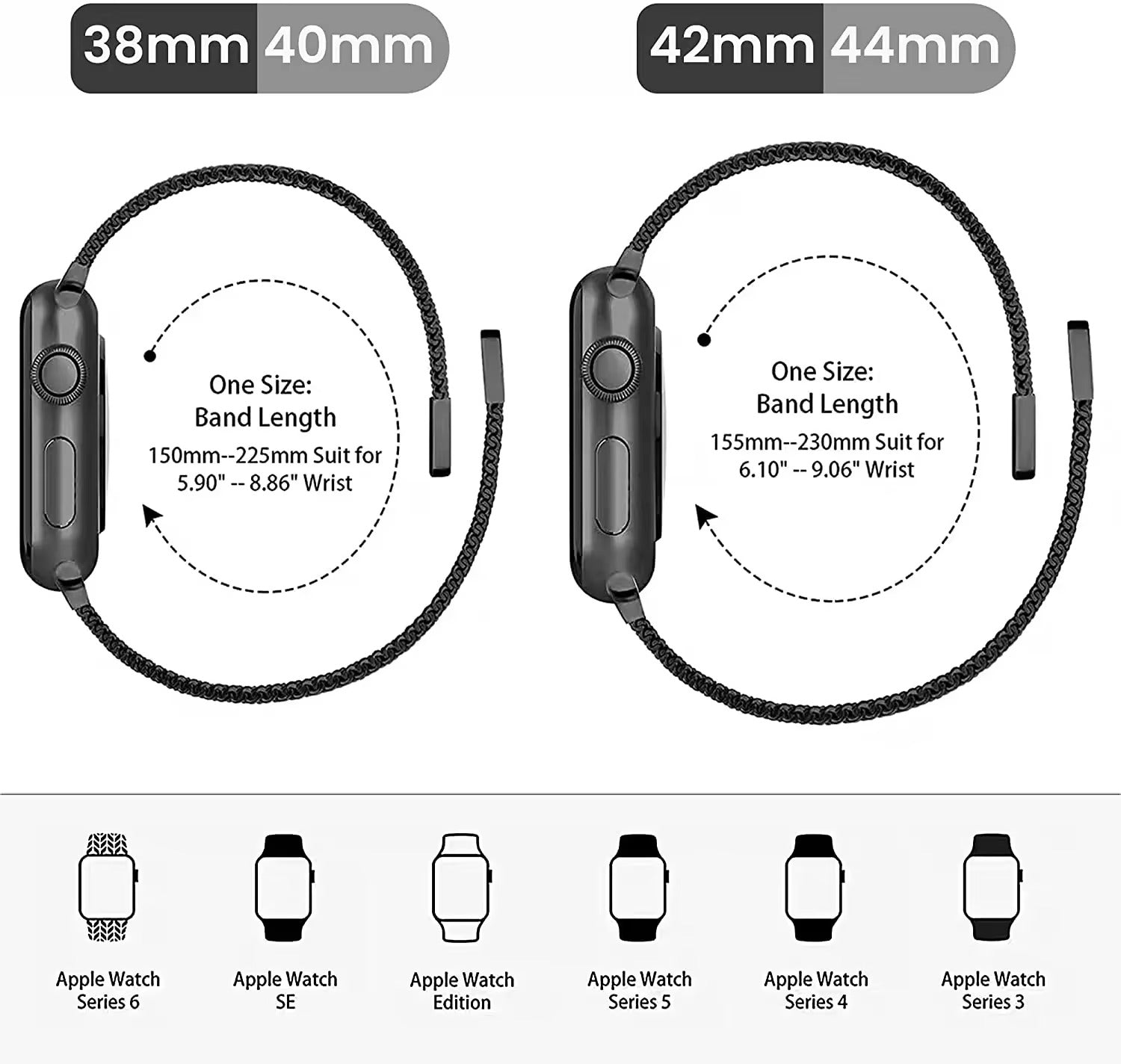 Luxury Magnetic Stainless Steel Watch Band – Adjustable Milanese Loop , Slim Metal Bracelet for 40–49mm Smartwatches