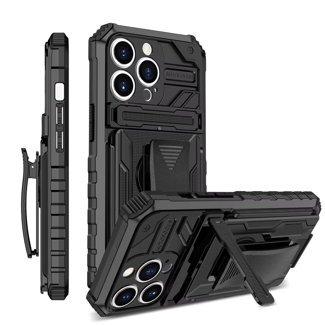 Robust Apple iPhone Case, MagSafe Compatible, Camera Lens & Screen Protection, Ultra Thin, Shockproof, Magnetic Full All Around Cover – Heavy Duty Tough Armor Case with Kickstand & Belt Clip for Rugged Use