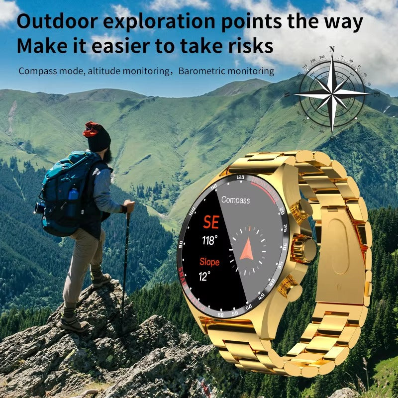 Robust Outdoor Smartwatch for iPhone – NFC Access Control, GPS Positioning, Compass, 400mAh Battery, IP68 Waterproof Fitness & Health Tracker for Men