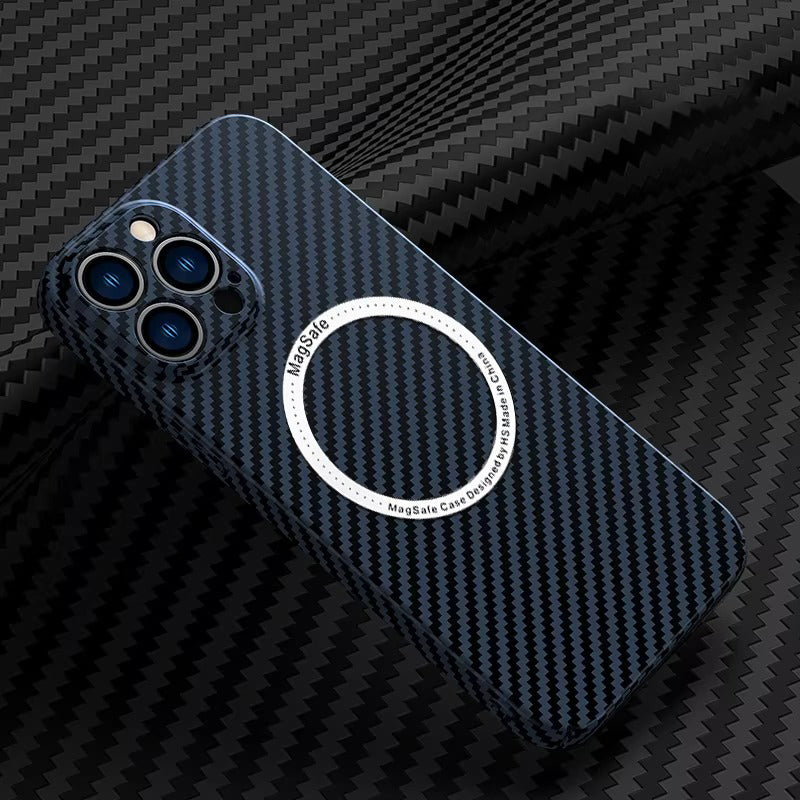 Premium Carbon Fiber Apple iPhone Case, MagSafe Compatible, Ultra Thin Magnetic Screen and Camera Guard, Sleek Matte Finish