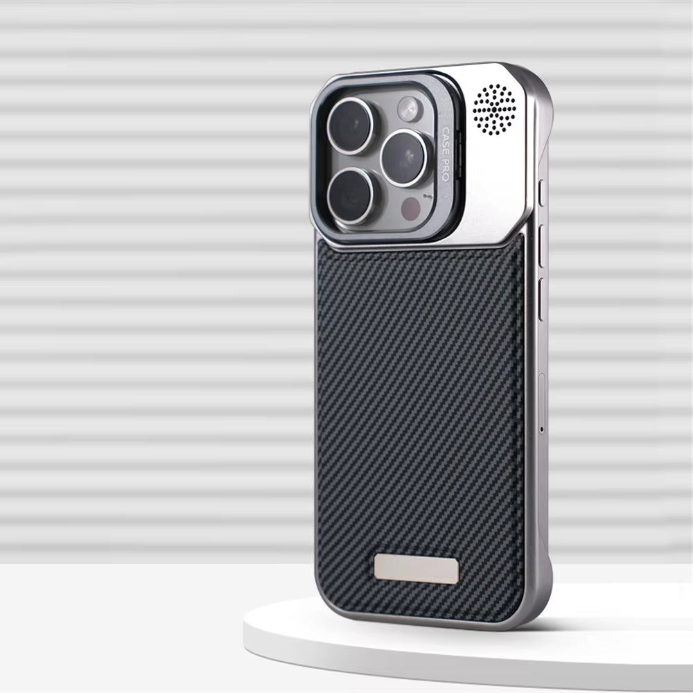 Luxury Apple iPhone Case, MagSafe Compatible, Camera Lens & Screen Protection, Ultra Thin, Shockproof, Magnetic Full All Around Cover – Frameless Carbon Fiber Pattern Slim Case with Lens Holder & Wireless Charging Support