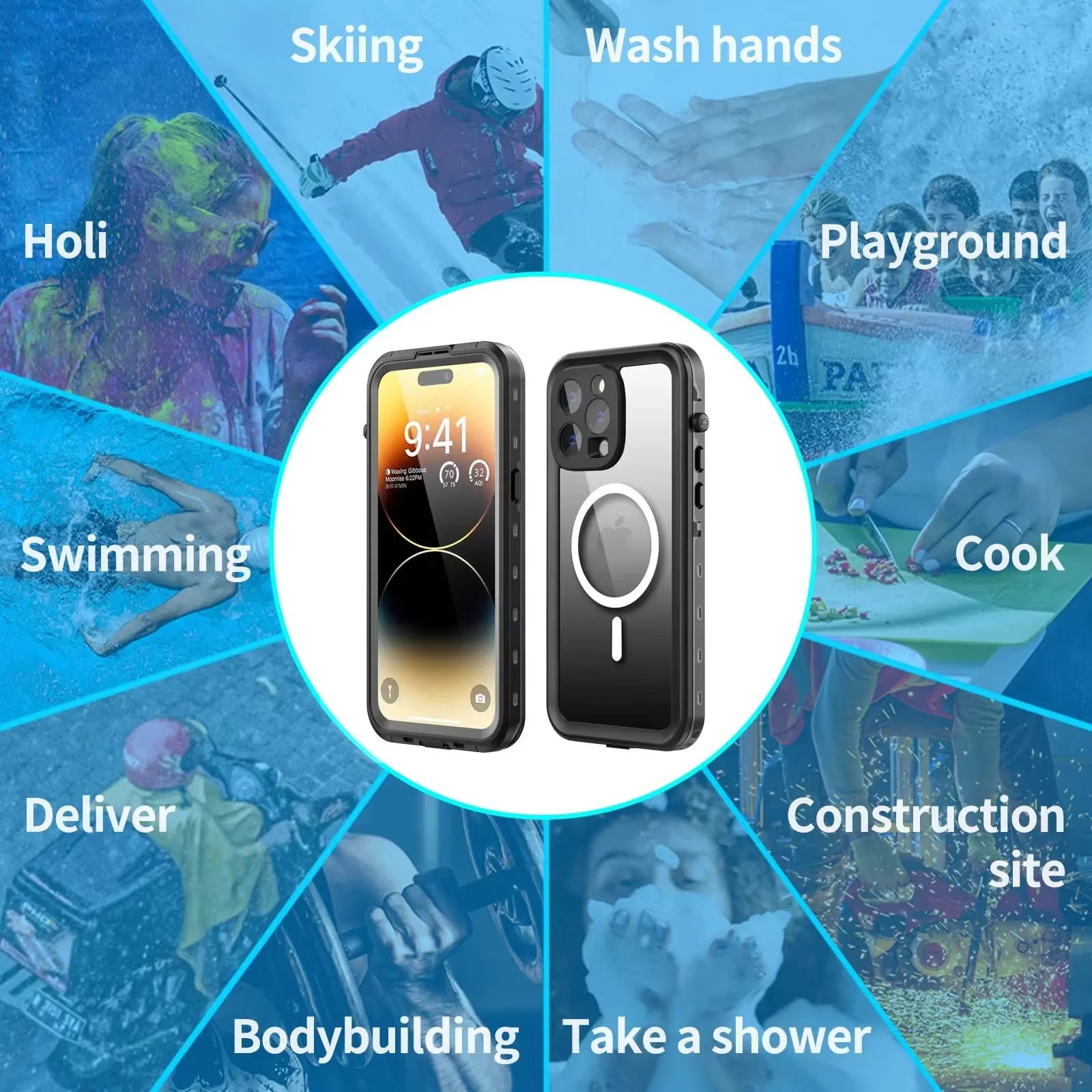 High Quality Waterproof Apple iPhone Case, MagSafe Compatible, Ultra Thin Magnetic with IP68 Dustproof Seal and Screen Guard