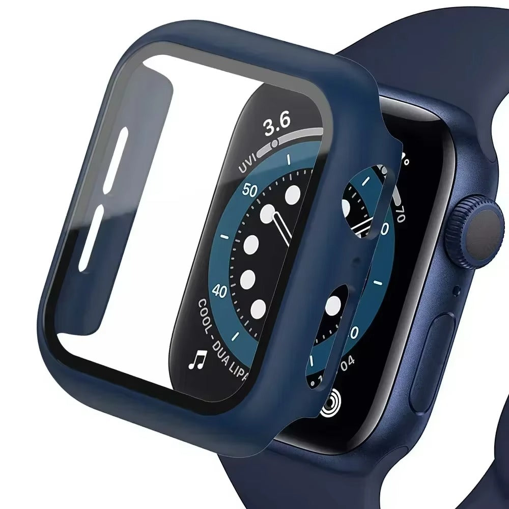 Tempered Glass Screen Protector Case – Full Cover Shockproof Bumper with Ultra-Clear Touch Glass, Compatible with 38mm to 45mm Smartwatches