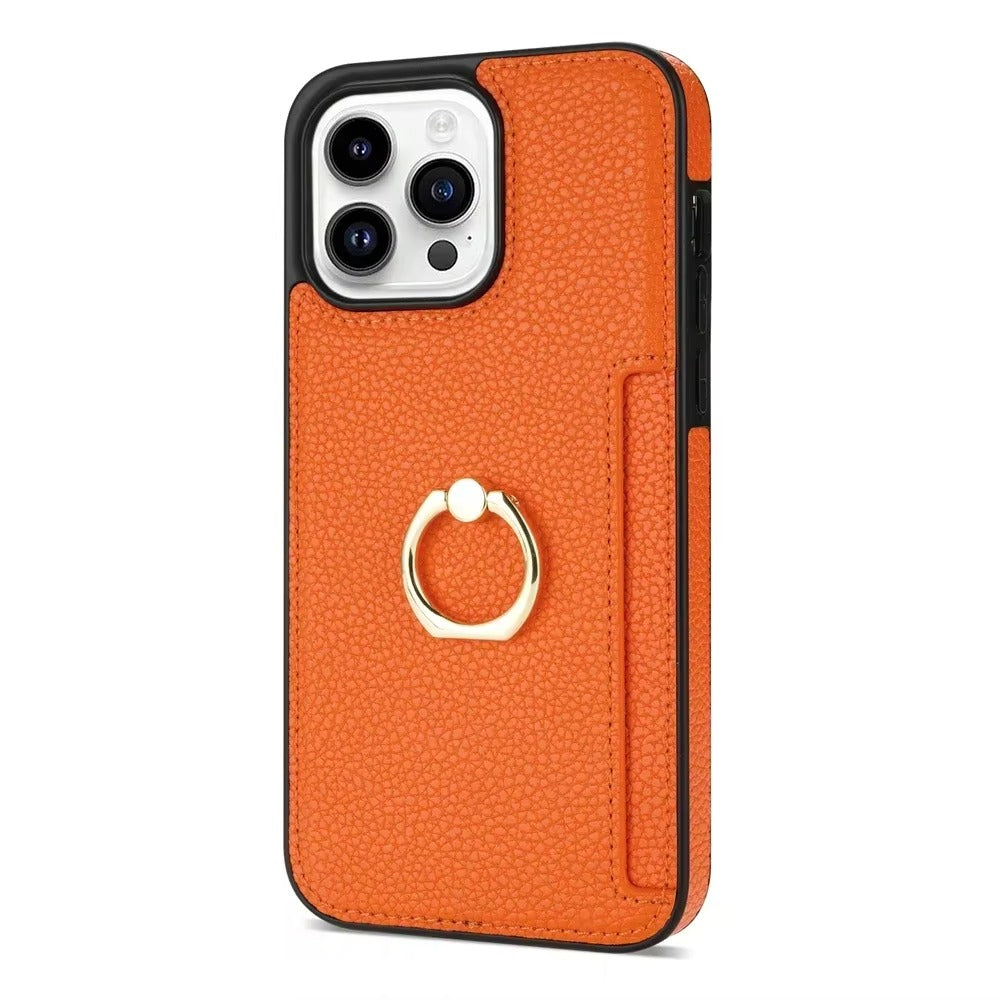Luxury Card Slot Litchi Leather Apple iPhone Case, MagSafe Compatible, Ultra Thin Magnetic Shockproof Full Cover 