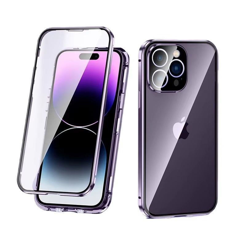Luxury Apple iPhone Case Compatible, Camera Lens & Screen Protection, Ultra Thin Magnetic Full All Around Protection Cover 