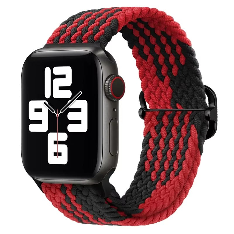 Premium Nylon Braided Solo Loop for Apple Watch – Adjustable Elastic Strap, Breathable Band for 40mm to 46mm Apple 