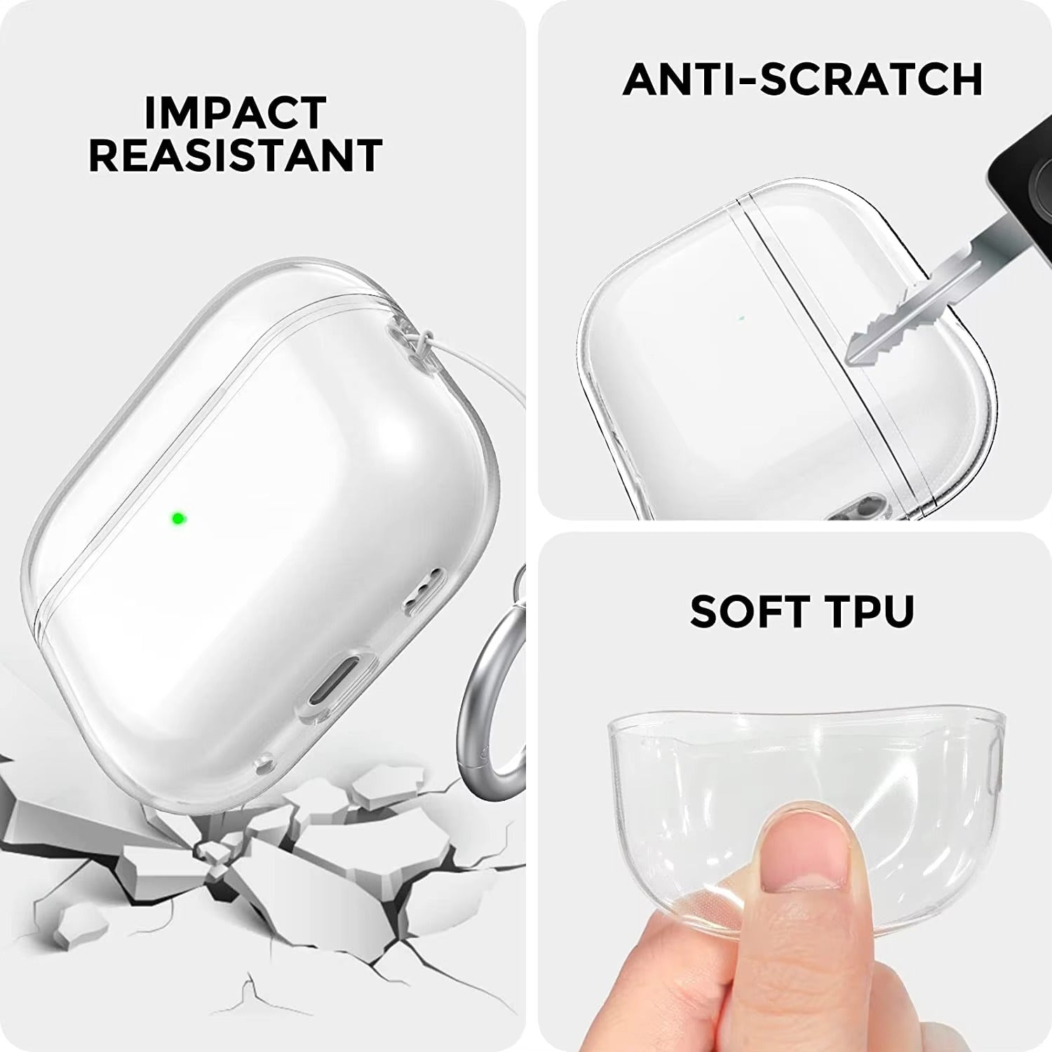 Clear Soft TPU Case with Lanyard for AirPods Pro 2, 4, 3, 2 – Lightweight Transparent Cover, Shockproof Earphone Accessories, Anti-Scratch Protective Funda