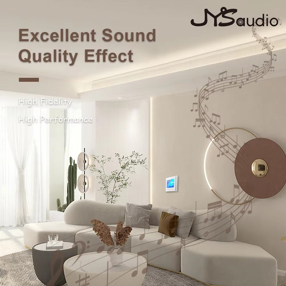 Premium Bluetooth Wall Amplifier for iPhone, 2.8" HD Touchscreen Music Control Panel, Smart Home Stereo System with FM, AUX, and Digital Audio