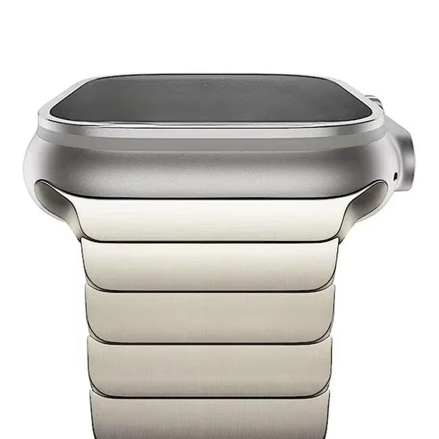 Premium Titanium Stainless Steel Band for Apple Watch Metal Link Bracelet with Secure Clasp, Compatible with 41mm to 49mm 