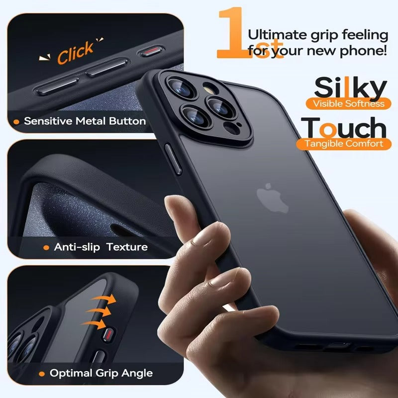 Robust Apple iPhone Case, MagSafe Compatible, Camera Lens & Screen Protection, Ultra Thin, Shockproof, Magnetic Full All Around Cover – Matte Armor Case with Clear Silicone Edges & Hard PC Back for Durable Protection