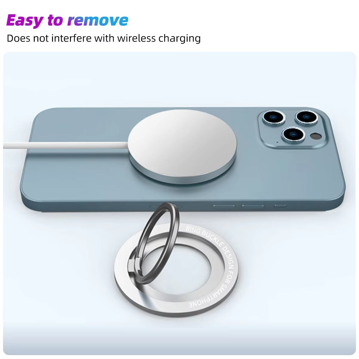 Premium, Magnetic Phone Ring Holder for MagSafe – Detachable, 360° Rotating Grip Stand, Compatible with Apple iPhone