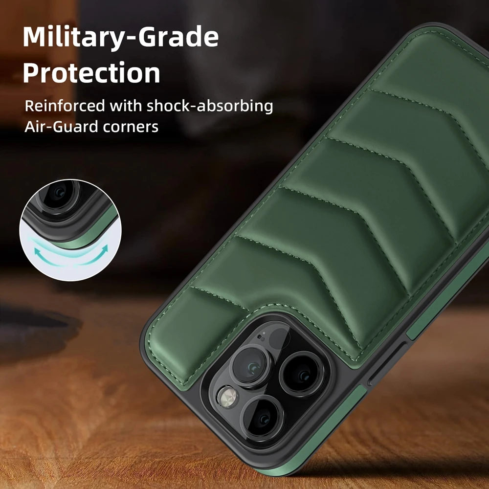 Premium MagSafe Leather iPhone Case – Magnetic Wireless Charging, Card Holder Wallet, Shockproof Protection, Sleek Design for iPhone Models