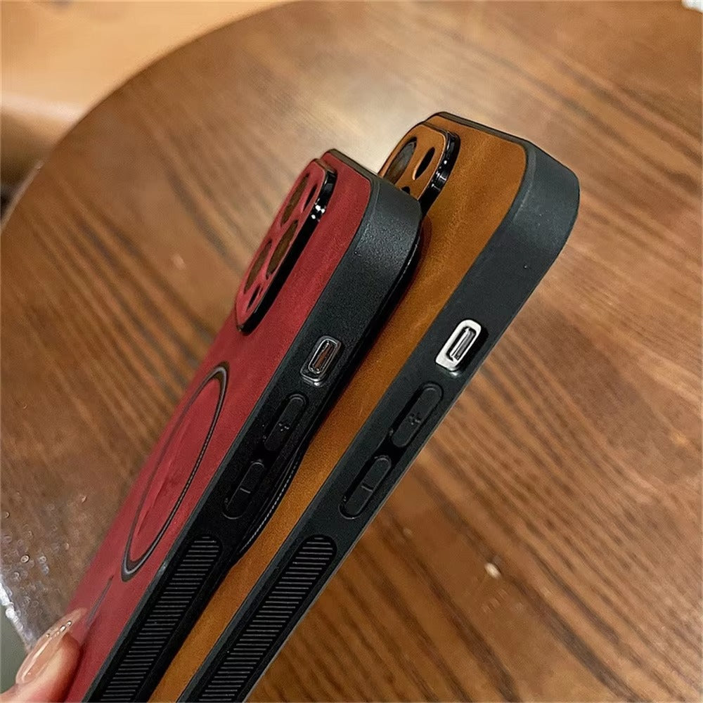 Luxury PU Leather MagSafe iPhone Case – Deer Embossed Design,  Stylish & Durable Full Protection Cover | Case for iPhone