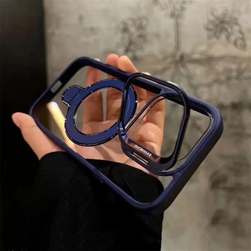 Luxury Apple iPhone Case MagSafe Compatible, Camera Lens & Screen Protection, Cover with Transparent Kickstand Bumper