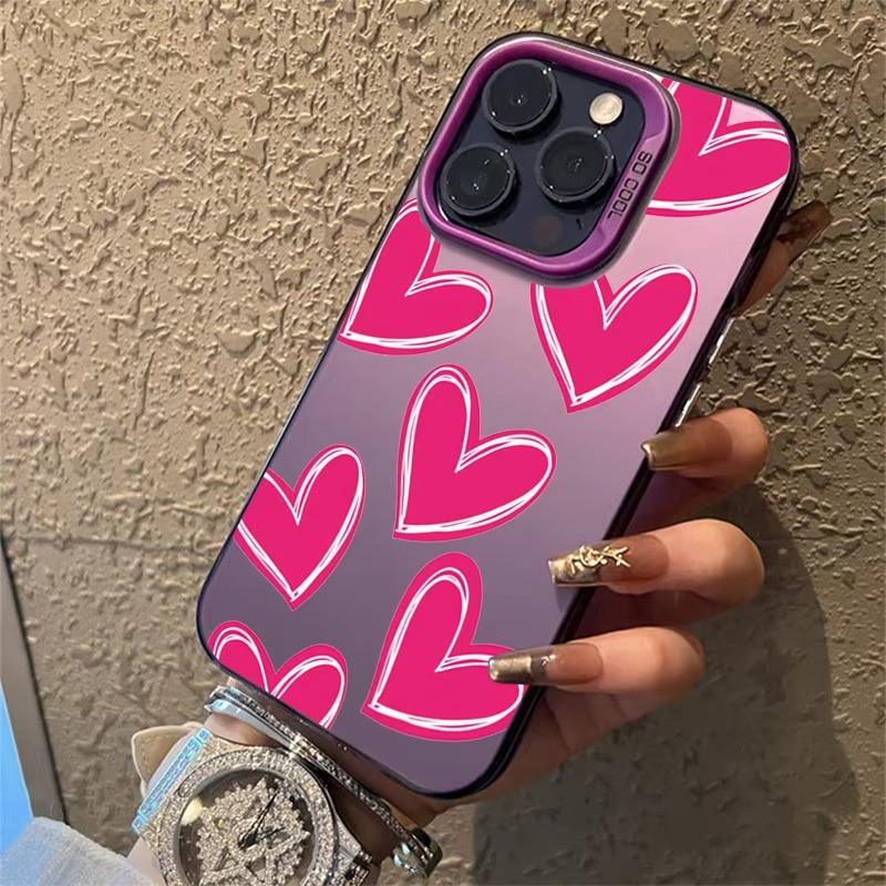 Luxury Apple iPhone Case, MagSafe Compatible, Camera Lens and Screen Protection, Ultra Thin, Shockproof, Magnetic, Full All Around Protection, Electroplate Heart Silver Cover