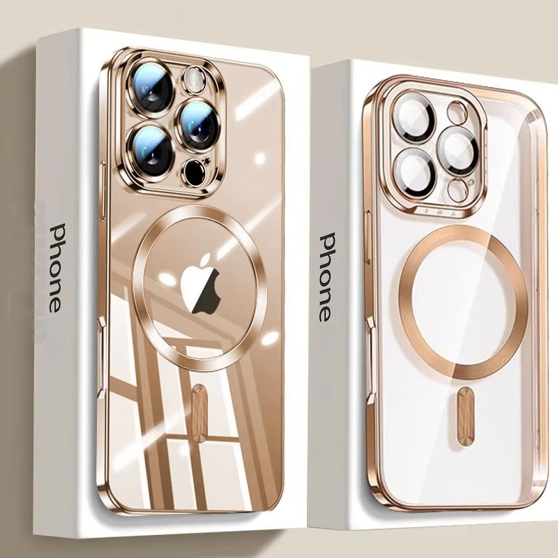 Luxury Desert Gold MagSafe iPhone Case - Magnetic Wireless Charging, Electroplated Bumper, Durable Cover | Case for iPhone