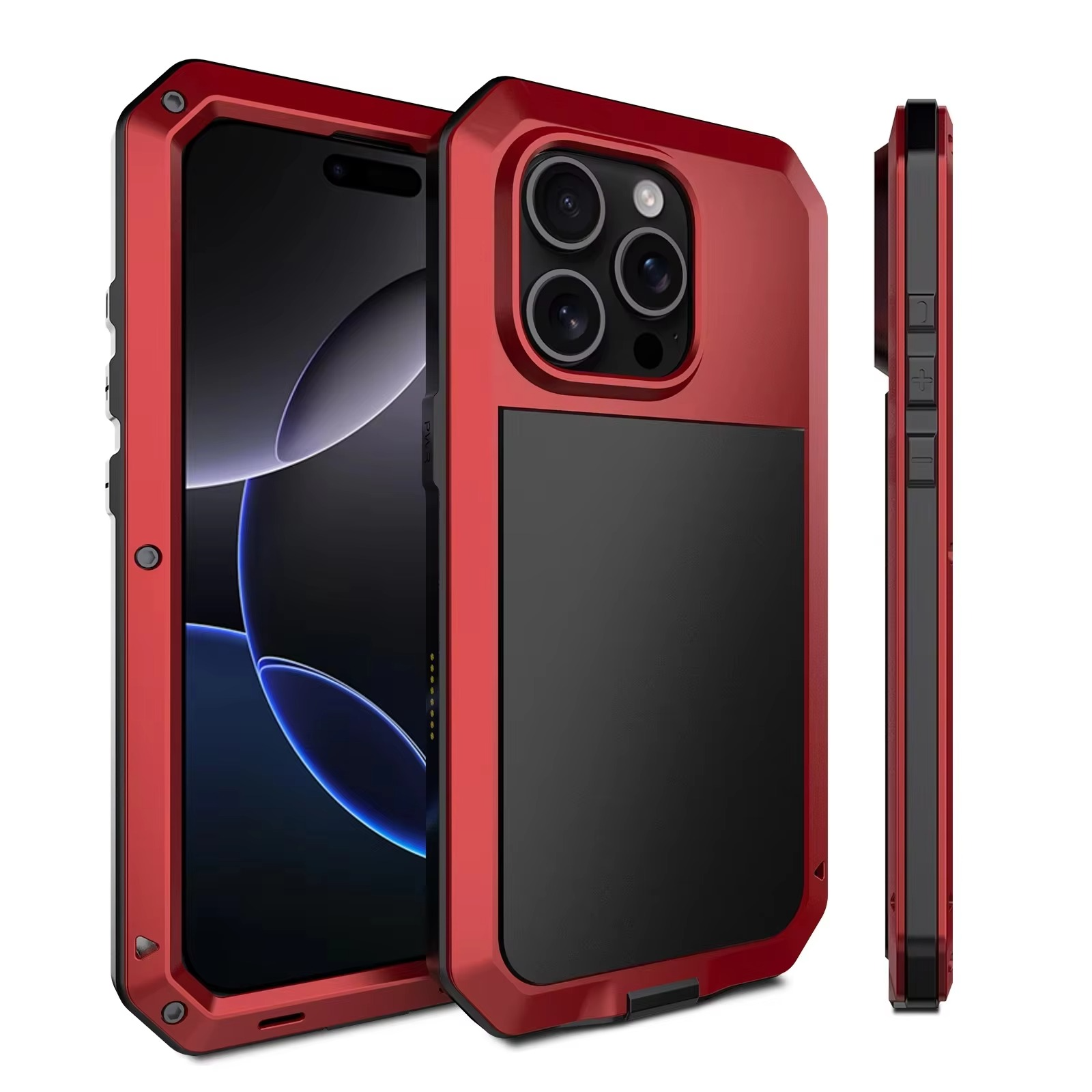 Robust Apple iPhone Case, MagSafe Compatible, Camera Lens and Screen Protection, Ultra Thin, Shockproof, Magnetic, Full All Around Protection, Metal Screw Bumper Cover