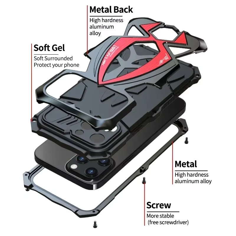 Robust Apple iPhone Case, MagSafe Compatible, Camera Lens and Screen Protection, Ultra Thin, Shockproof, Magnetic, Full All Around Protection, Heavy Armor Metal Cover