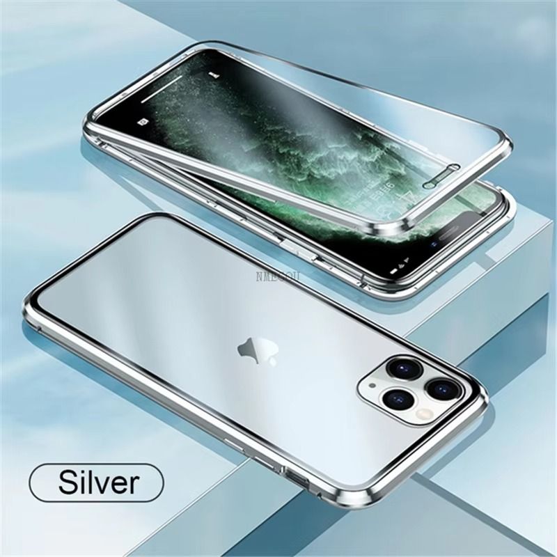 Robust Apple iPhone Case, MagSafe Compatible, Camera Lens and Screen Protection, Ultra Thin, Shockproof, Magnetic, Full All Around Protection, 360 Metal Glass Magnet Cover