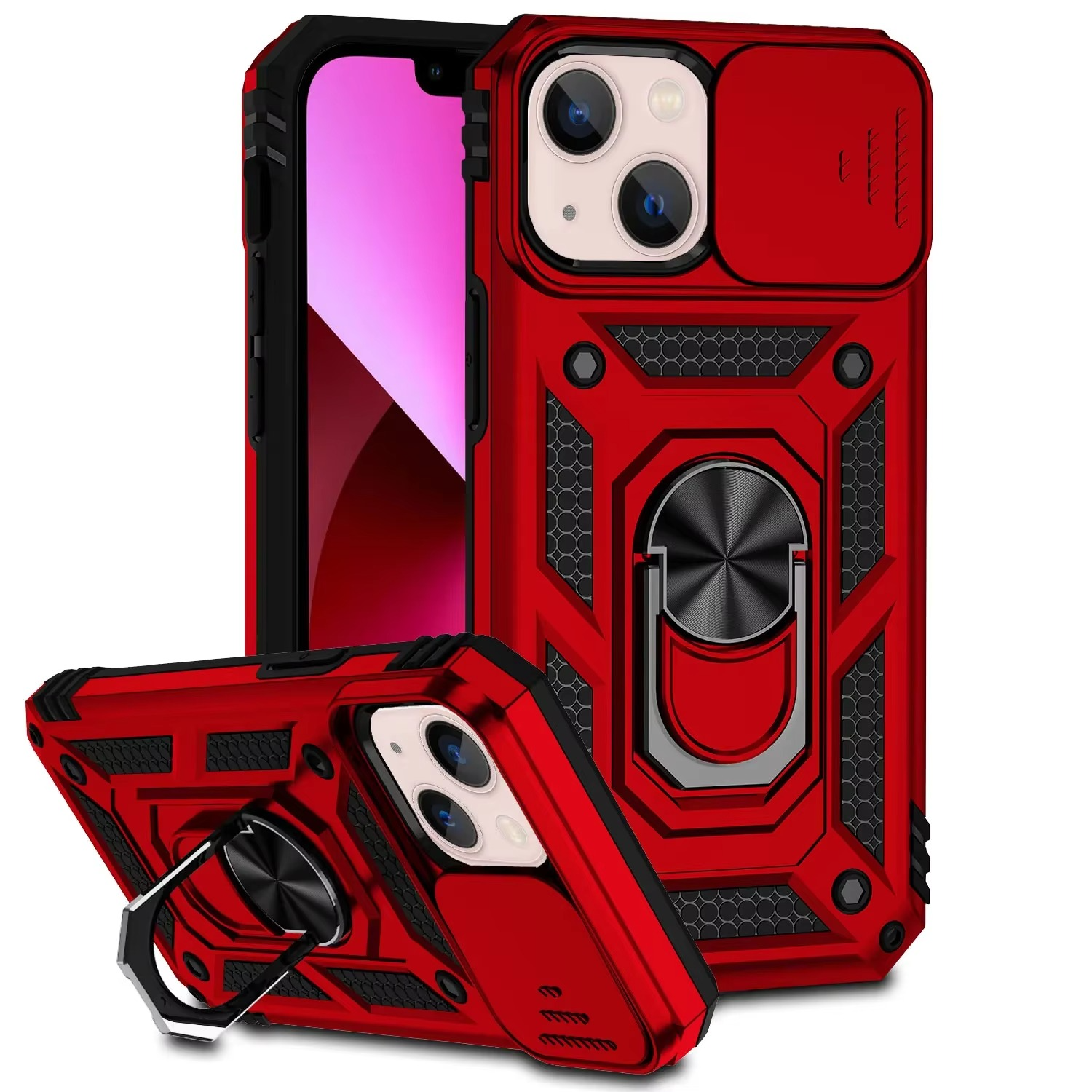 Robust Apple iPhone Case, MagSafe Compatible, Camera Lens and Screen Protection, Ultra Thin, Shockproof, Magnetic, Full All Around Protection, 360 Ring Car Mount Cover