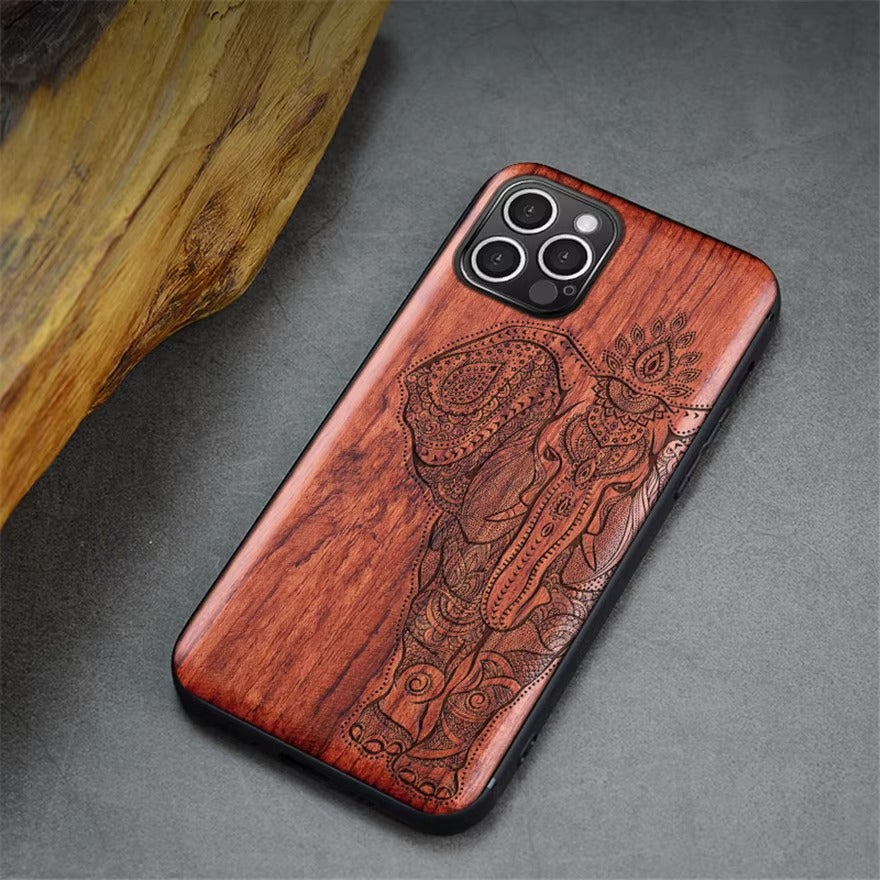 Robust Apple iPhone Case, MagSafe Compatible, Camera Lens and Screen Protection, Ultra Thin, Shockproof, Magnetic, Full All Around Protection, Real Wood TPU Cover