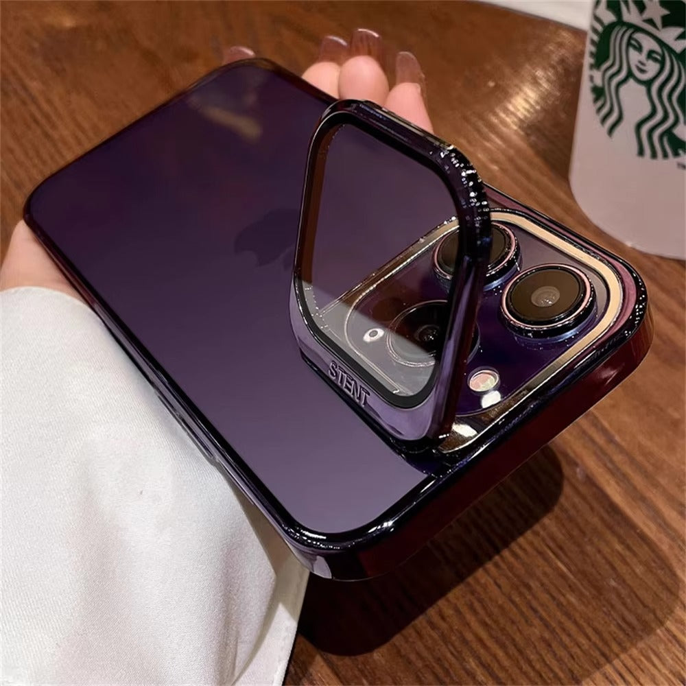 Luxury Apple iPhone Case, Ultra Thin Shockproof Magnetic Full All Around Protection Cover with Plating Stand & Hard Shell