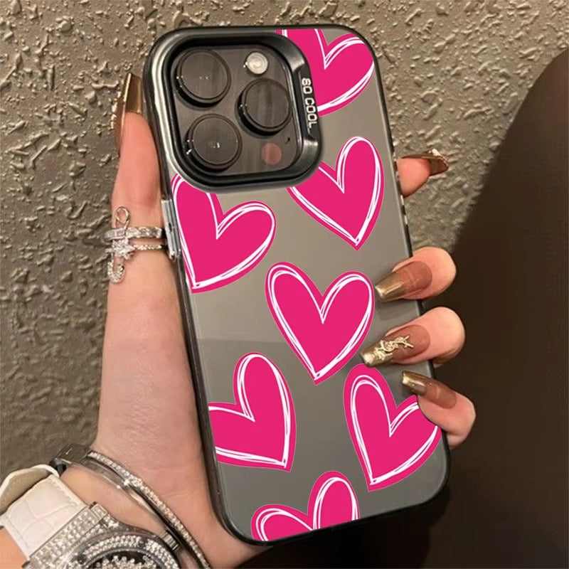Luxury Apple iPhone Case, MagSafe Compatible, Camera Lens and Screen Protection, Ultra Thin, Shockproof, Magnetic, Full All Around Protection, Electroplate Heart Silver Cover