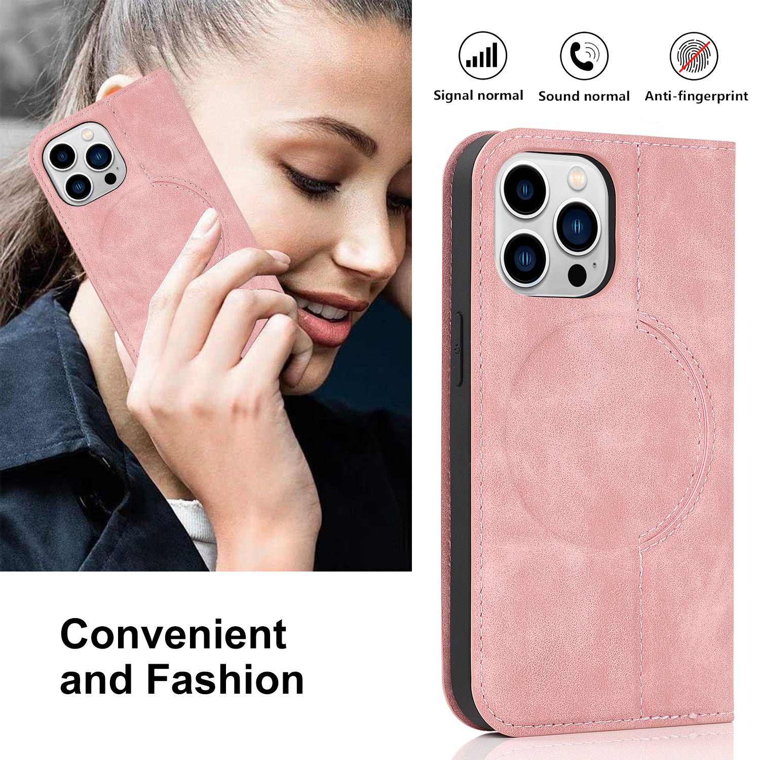 Luxury Magnetic Leather Wallet iPhone Case – MagSafe Wireless Charging, Card Slot, Stand Feature, Premium Protection, Stylish & Durable Cover