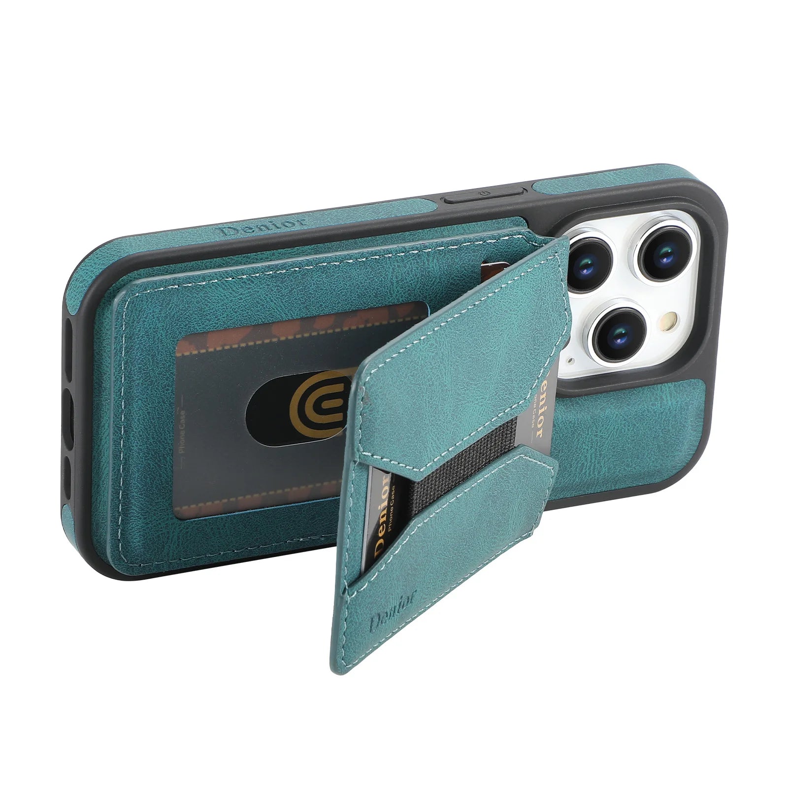 Luxury Magnetic Card Holder iPhone Case – 360° Rotating Stand, Multifunctional Leather Wallet, Shockproof Protection, MagSafe Compatible Cover for iPhone Models